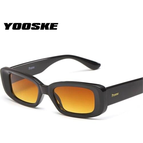 YOOSKE Small Rectangle Sunglasses Women Men Luxury Brand Designer Vintage Sunglass Female Male Gradient Green Sun Glasses UV400