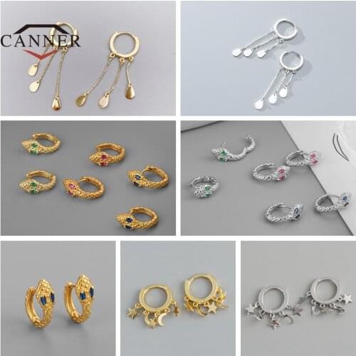 CANNER Small Gold Color Piercing Hoop Earrings For Women Girl Hip-hop Snake Star Round Earring Party Fashion Jewelry Pendientes