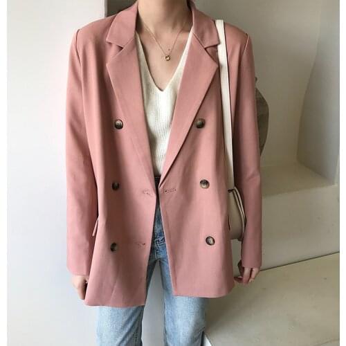 Womens Blazers White Blazer Women 2021 Spring Female Chic Han Edition Blazer Full Solid Double Breasted