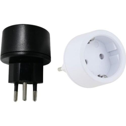 10PCS Switzerland Plug to EU DE Germany Socket Converter Travel Adapter Two round jack Europe to Switzerland 3 round pin Plug