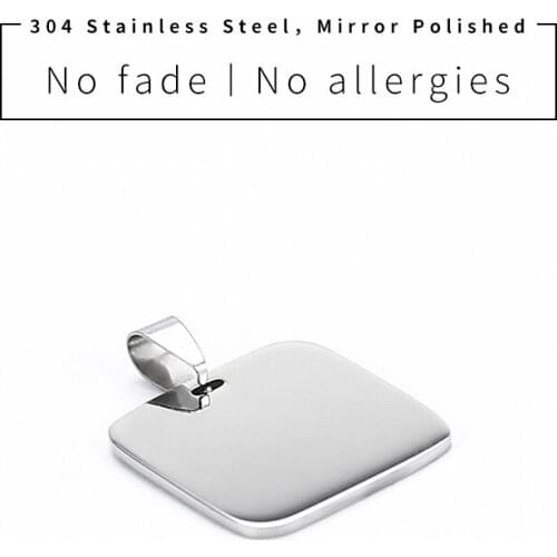 100% Stainless Steel Square Charm Pendant For Jewelry Making 25mm Square Blank Metal Tag Mirror Polished Wholesale 10pcs