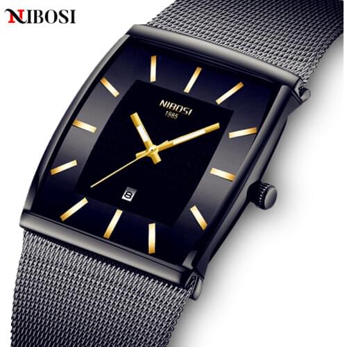 2020 NIBOSI Design Genuine Mens Watches Top Brand Luxury Ultra Thin Wristwatches for Men Waterproof Auto Date Relogio Masculino