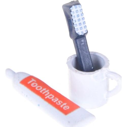 3pcs/set Toothbrush Toothpaste Cup Set Doll House Bathroom Scene Accessories Toiletries 1:12 Accessories Dollhouse Miniatures