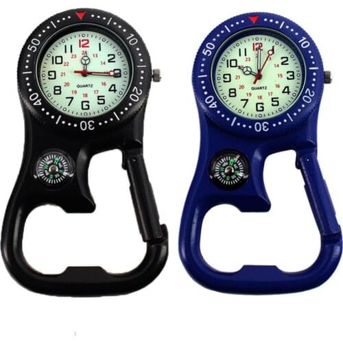 40%HOT Outdoor Luminous Compass Bottle Opener Backpacker Fob Clip-OnS1 Carabiner Watch