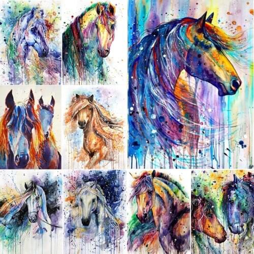 5D DIY Diamond Painting Horse Cross Stitch Kits Full Drill Embroidery Animal Mosaic Art Picture Of Rhinestones Room Decoration