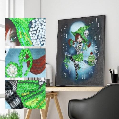 5D DIY Special Shaped Diamond Painting Girl in the Rain Cross Stitch Kits Living Room Decoration Fastness Oxidation Resistance
