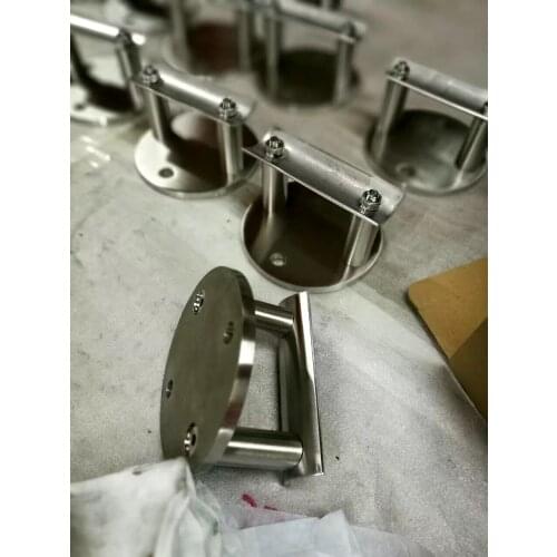 Freeshipping 304# Satin finished Round Staircase Parts Armrest Post Pole Side Mount Base