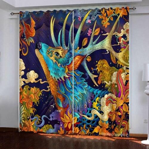 Colorful weird animals Blackout Curtains 3d Blinds Finished Drapes Window Modern Curtain for Bedroom Living Room