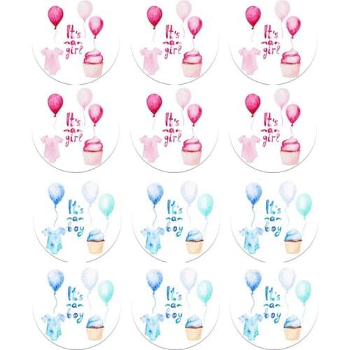 Its A Boy/Its A Girl Round Sticker Labels Baptism Gender Reveal Stickers Newborn Baby Shower Party Favor Candy Box Gift