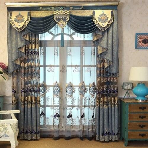 European Classical Curtain High-end Chenille Embroidery Water Soluble Embroidery High Shading Curtains for Living Room Bedroom