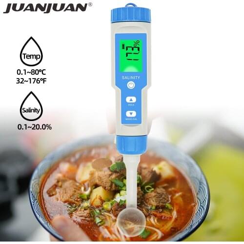 S-200 Digital Salinity Meter 2 in 1 Temp Salinity Tester With ATC Salinometer Aquarium Salty Testers SaltWater Detector 40%Off
