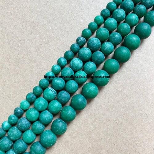 Natural Stone Matte Gan Qing Gradient Green Jade Round Loose Beads 15" Strand 6 8 10 12MM Pick Size For Jewelry Making DIY