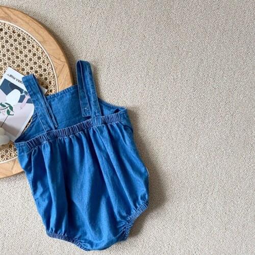 Baby Boy Girl Romper 2021 New Infant Black Heart Jumpsuit Suspender Overalls Casual Newborn Denim Sling Bodysuit 0-24m