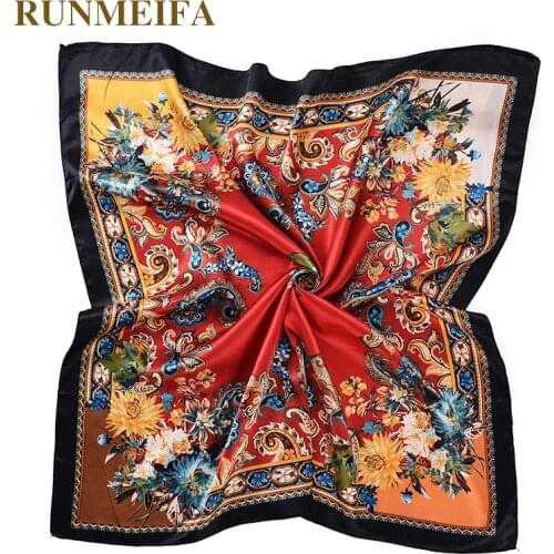 90x90cm square Satin silk scarf for Womens hijab scarf Cashew printing Totem silk scarf women accessories scarfs neckerchief
