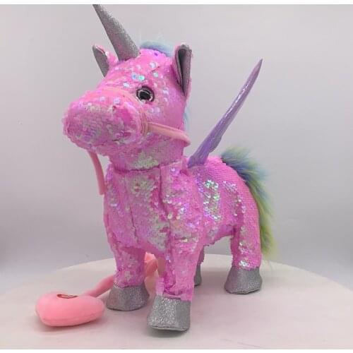 35cm Cute Electric Walking Unicorn Plush Toy Soft Stuffed Electronic Unicorn Doll Sing Songs for Baby Birthday Christmas Gifts