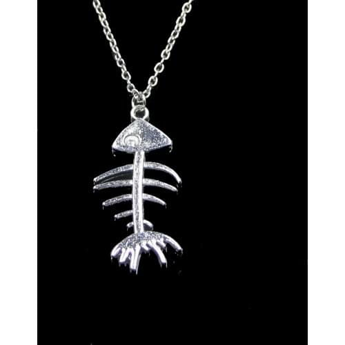 Fashion 42*21mm Fish Bone Pendant Necklace Link Chain For Female Choker Necklace Creative Jewelry party Gift