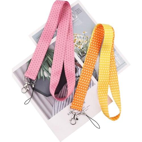 PC3240 Pink Yellow Pattern Fashion Design Lanyards Id Badge Holder Keychain ID Card Pass Gym Badge Holder Lanyard Key Holder