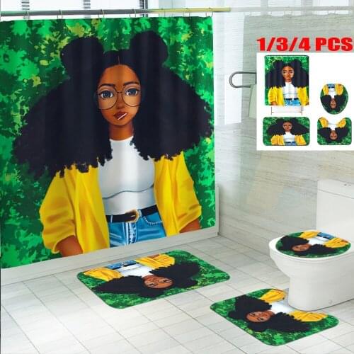 Fashionable and Cool Girl Print Bathroom Four-piece Set,Suitable for Every Scene of The Bathroom, Is Essential for Every Family
