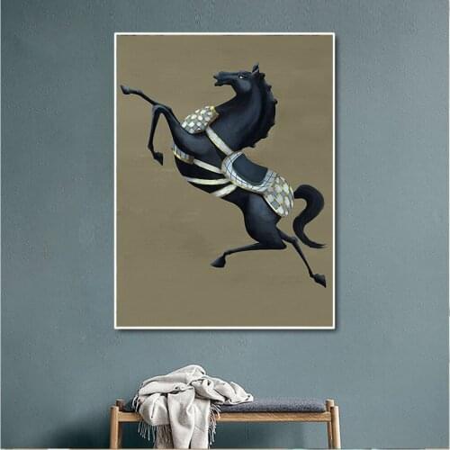 Abstract Style Fun Black Horses Wall Art Posters Modern Fashion Pictures for Living Room Bedroom Posters and Printing Home Decor