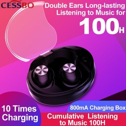 2019 New Hot! Real Wireless TWS Bluetooth Earphone Handsfree Sport Stereo Bass Mini Bluetooth Earphone with Magentic Storing Box