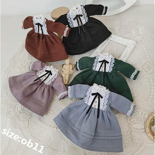 Obitsu11 Retro Pure Dress 1/12Doll Clothes (Fit BJD12,Cu-Poche,P9, Molly)