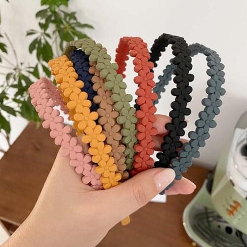 Korean Style Sweet Headband for Women Girls Flower Shaped Acrylic Plastic Hair Hoop Fashion Girls Matt Simple Hair Accessories
