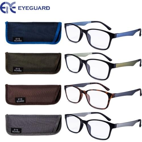 EYEGUARD Reading Glasses 4 Pack ultralight Specs Rectangular Quality portable Fashion Men Readers