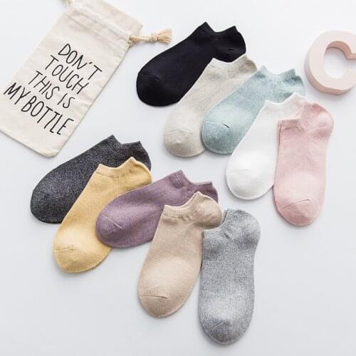 Solid Colors Short Boat Socks for Women Spring Summer Autumn Socks Cotton Female Silicone Anti-off Soft Low Cut Socks calcetines