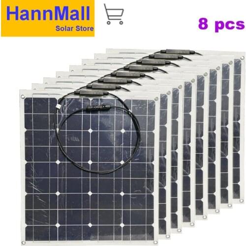 HannMall Portable Flexible Solar Panel 12v 400w(8PCS*50W) Solar Battery Charger Waterproof Boat Fish Caravan Camp Motorhomes RV