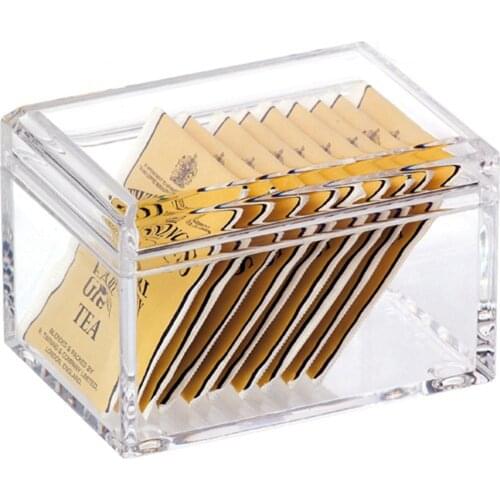1/2 Lattices Clear Acrylic Tea Bags Holder Coffee Sugar Bag Boxes Acrylic Storage Organizer Case Container With Dustproof Cover