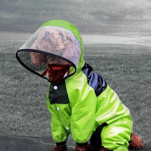 Transparent Waterproof Puppy Pet Dog Faux Leather Raincoat Coat Jacket for Rainy