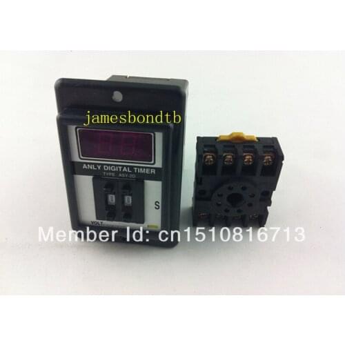 DC 12V Power ON Delay Timer Time Relay 1-99s with base socket
