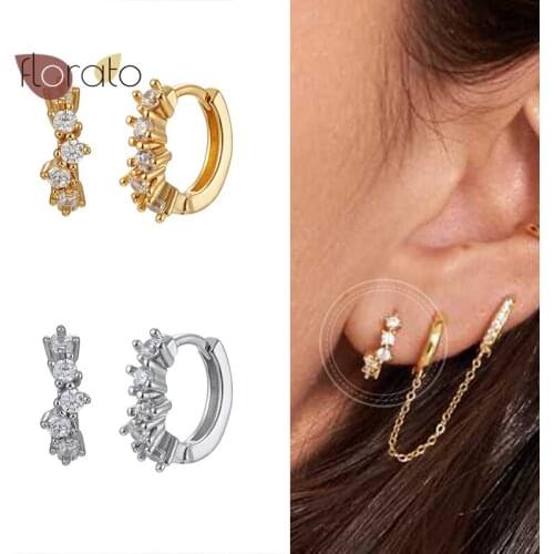 Korean Elegant Crystal Hoop Earrings 925 Sterling Silver Ear Buckle Exquisite Fashion Earrings For Women Minimalist Jewelry