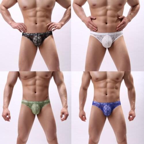 Mesh Transparent Men Panties Low-Waist Sexy Underwear Breathable Porno Sexy Briefs Jockstrap Fashion Shorts Erotic Sexy Lingerie