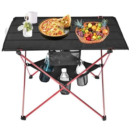 Lightweight Table 4 Mesh Cup Holders Carrying Bag Included Folding Canvas Camping Table for Picnic BBQ Fishing Hiking