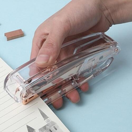 Rose Gold Stapler Kawaii Stationary Stitching Needle Staples 24/6 Metal Stapler Office Stationery Binding Supplies
