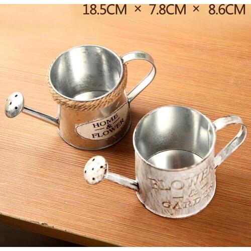 Vintage Metal Iron Flower Watering Barrel Retro Flower Succulent Pot Plant Bucket Home Ornaments Desktop Decoration Bucket