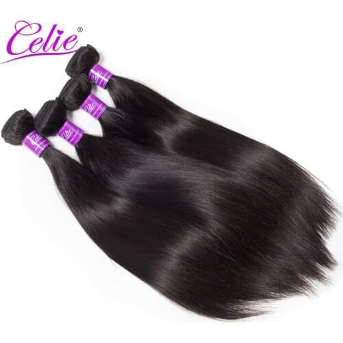 Cellie Hair Peruvian Straight Hair Bundles Deal 4 Pcs/Lot 100% Remy Human Hair Bundles Natural Black Color Peruvian Hair
