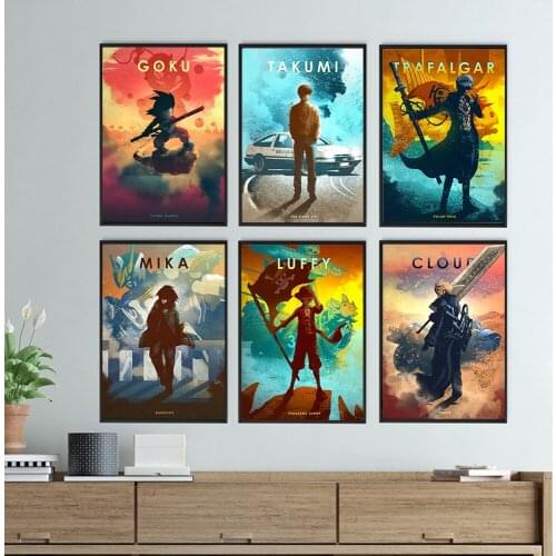Japanese Anime Cartoon Figure Painting Luffy Canvas Poster Wall Art Pictures Modern Retro Boy Kids Room Gaming Home Decor