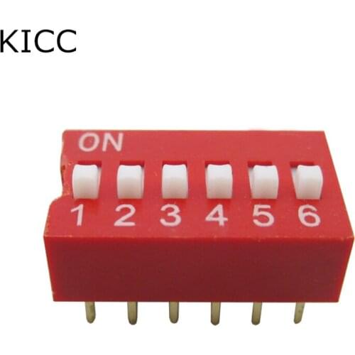 10Pcs Red Toggle switch 6 Limit 2.54mm DIP12 Coding number switch DS-06