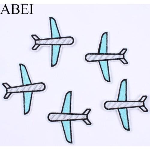 10pcs/lot Embroidered airplane Stickers Jeans Backpack Garments Sew On Patches Iron on Cartoon aircraft patch DIY Motif Badge
