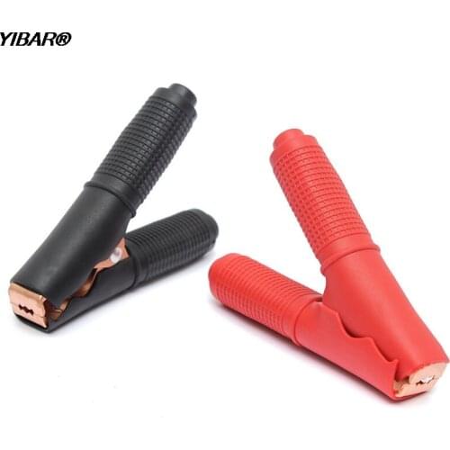 2pcs 90mm Red+ Black Car Vehicle Battery Test Alligator Crocodile Clips Clamp Testing