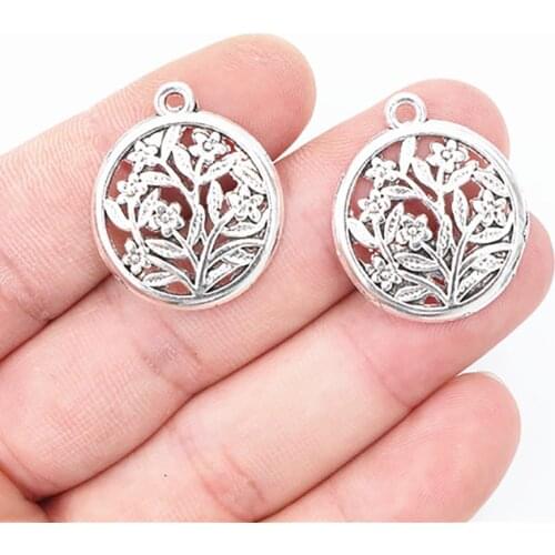 27x23mm 10pcs Antique Silver Plated Flower Handmade Charms Pendant:DIY for bracelet necklace-P1-40