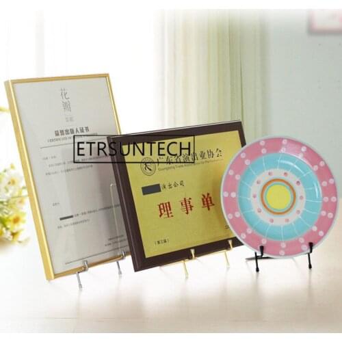 30pcs Metal Square Rack Dish Display Bracket Desktop Decorate Clock Picture Frame Crafts Display Easel Gold Silver