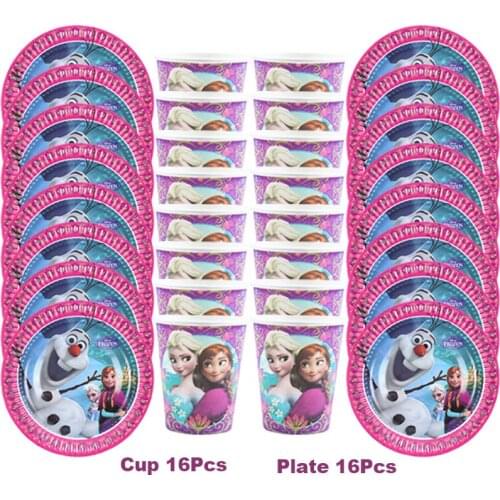 32Pcs/Disney Frozen Kid Birthday Party Decoration Purple Disposable Tableware Birthday Party Decoration For Family Party Supply