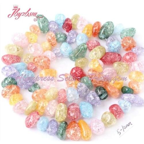3x7-5x9mm Irregular Cracked Multicolor Crystal Quartz Stone Beads For DIY Necklace Bracelats Jewelry Making 15" Free Shipping
