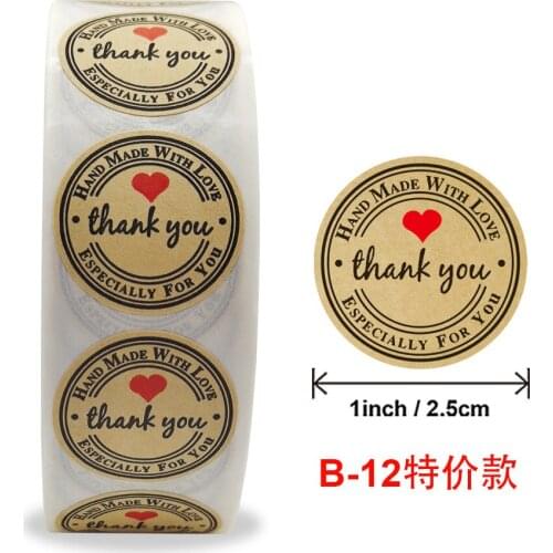 500pcs round"Handmade with love" Stickers seal labels roll sticker for Package decorate handmade sticker stationery supplies