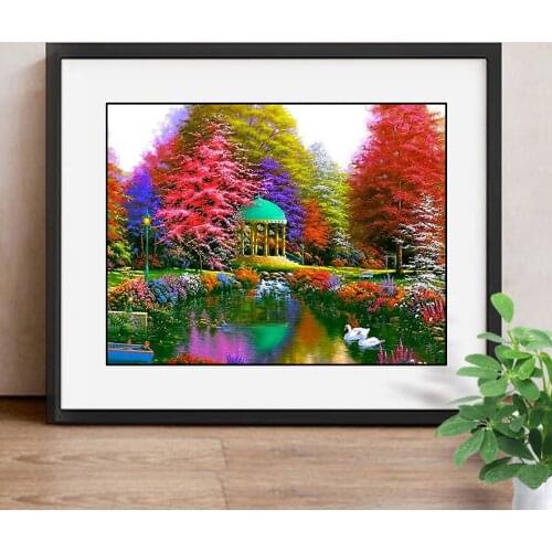 5D Diy Diamond Painting Landscape Daimond Painting Full Drill Round Trees Rhinestones Mosaic Diamond Embroidery