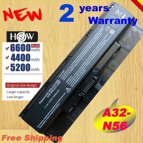 HSW 6Cells Battery A31-N56 A32-N56 A33-N56 For Asus N56 N56D N56D N56DY N56J N56JK N56VM N56VV N56VZ N56JN N56JR N fast shipping