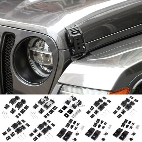 Aluminum Alloy Car Exterior Latch Locking Hood Catch Kit for Jeep Gladiator JT For Jeep Wrangler JL 2018-2021